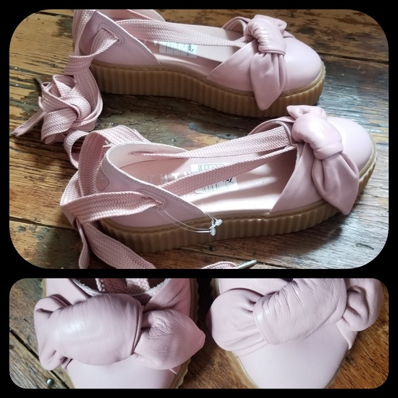 ๐๏ธ Fenty Puma Creeper bow Ankle Tie platform flatform Sandal shoes Rhianna Boho - Picture 8 of 8
